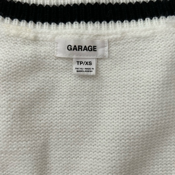 Garage Cable knit V neck Sweater Vest in White - Picture 6 of 8